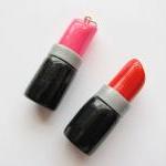 Polymer Clay Lipstick Charms Pink And Red - Both..