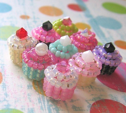 Super Tiny Beaded Cupcake Charm Bracelet - Create Your Own