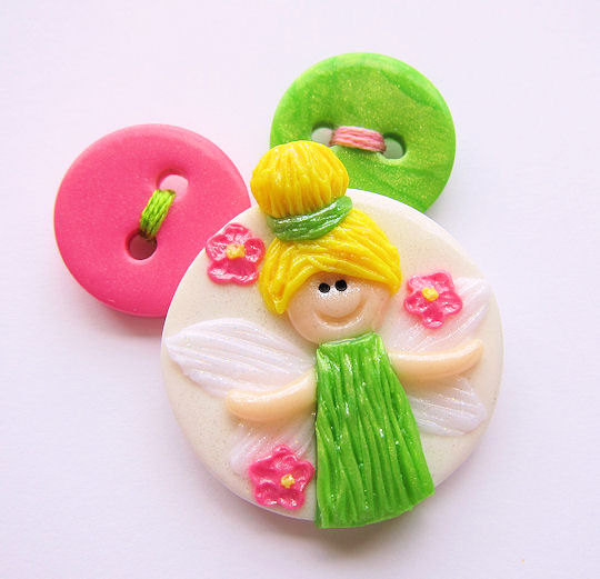 Tinkerbell Polymer Clay Pop Up Buttons Set Of 3
