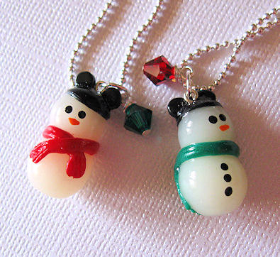 Mickey Mouse Ears Snowman Charm Red Or Green Mvmcp