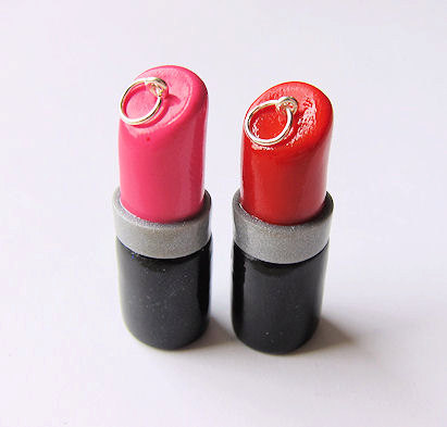 Polymer Clay Lipstick Charms Pink And Red - Both Charms Included