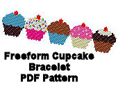 Large Freeform Cupcake Peyote Or Brick Stitch Beaded Cuff Bracelet Or Bookmark Digital Pdf Pattern