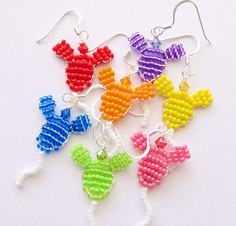 Mickey Mouse Balloons Beaded Earrings Bow Centers Embellishments Or Applique Custom Colors